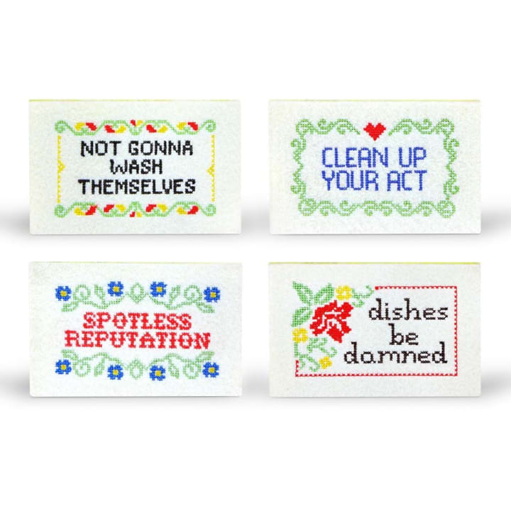 Subversive Sponges With Frame | Set of 4 Embroidered Poly Sponges