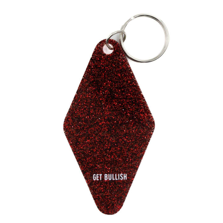 Remember Your Fucking Keys Motel Keychain in Glitter Maroon