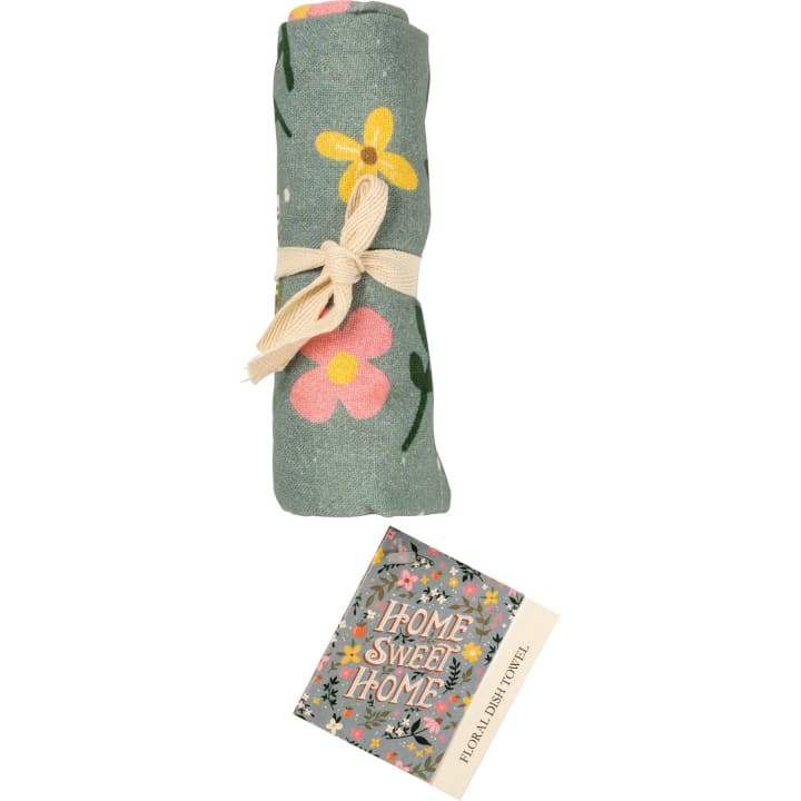 Home Sweet Home Floral Design Kitchen Towel | Novelty Tea Towel | Cute Kitchen Hand Towel | 18" x 28"