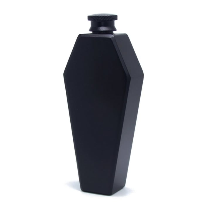 Coffin Flask in Silver or Black | The Apocalypse Drinking Vessel of Choice | Stainless Steel - Color: Black