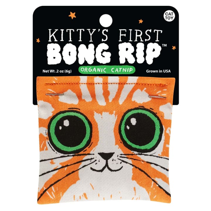 Kitty's First Bong Rip Catnip Cat Toy | Premium Organic Catnip in Illustrated Cotton Pouch | BlueQ at GetBullish