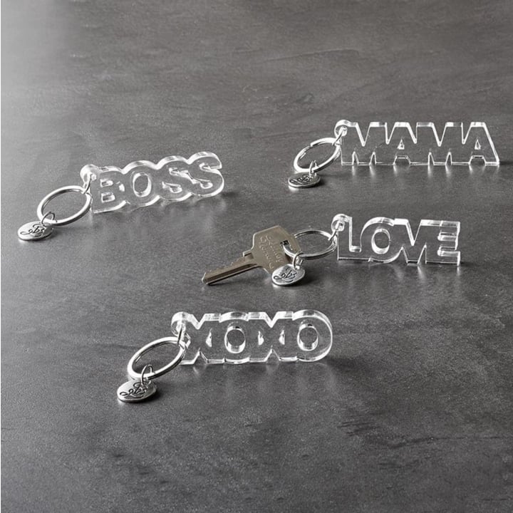 XOXO Acrylic Word Keychain | Clear Word Shaped Keyholder