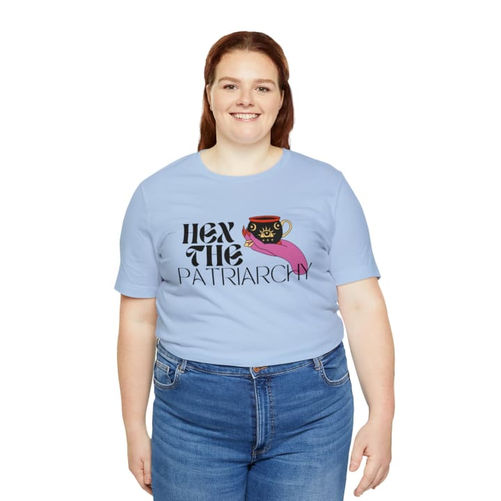 Hex the Patriarchy Feminist Jersey Short Sleeve Tee [Multiple Colors and Sizes]