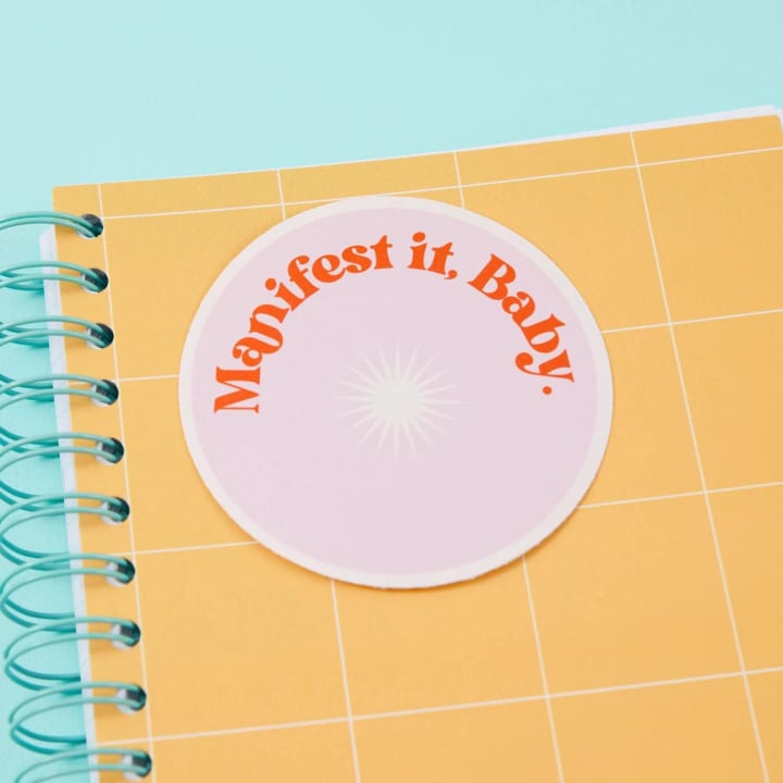 Manifest It Baby Pink Round Vinyl Sticker