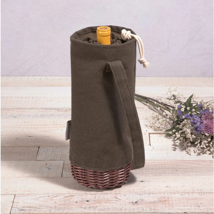 Malbec Insulated Canvas and Willow Wine Bottle Basket