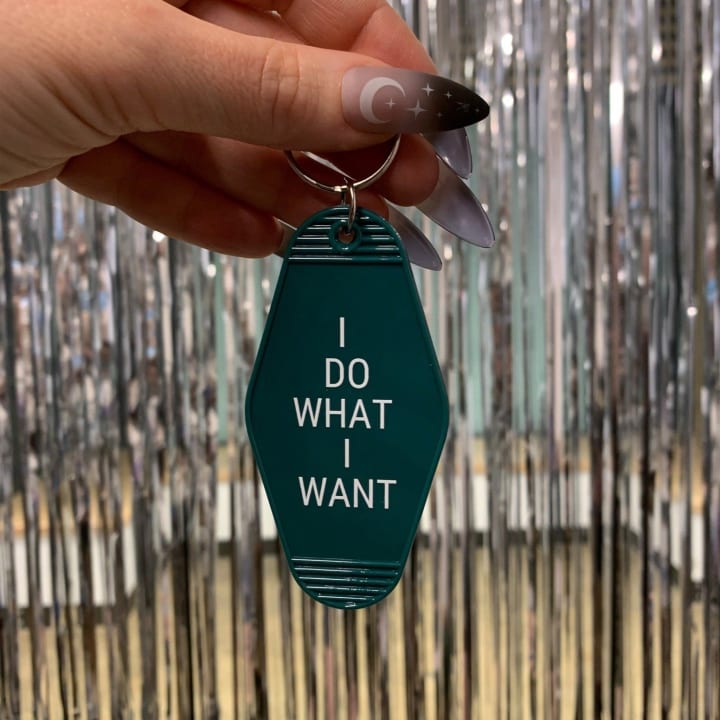 I Do What I Want Motel Style Keychain in Green