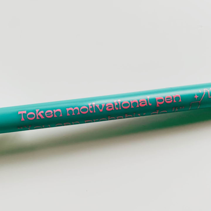 Token Motivational Pen: "You Can Probably Do It" Ballpoint Teal Pen | Gen Z Aesthetic Blue Ink