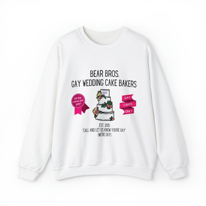 Bear Bros. Gay Wedding Cake Bakers Unisex Heavy Blend™ Crewneck Sweatshirt Sizes SM-5XL | Plus Size Available