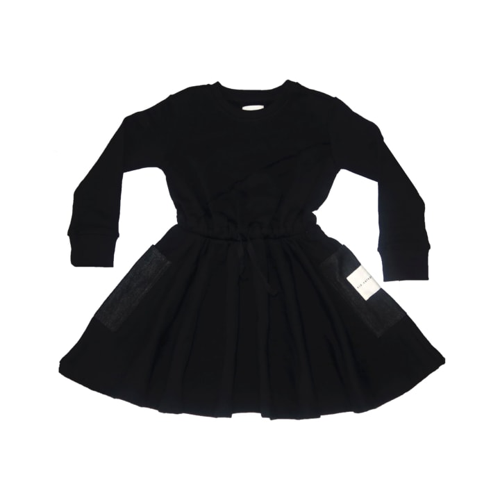 Black Dress with Denim Pockets