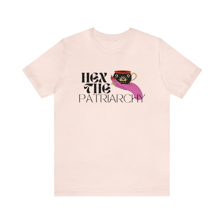 Hex the Patriarchy Feminist Jersey Short Sleeve Tee [Multiple Colors and Sizes]