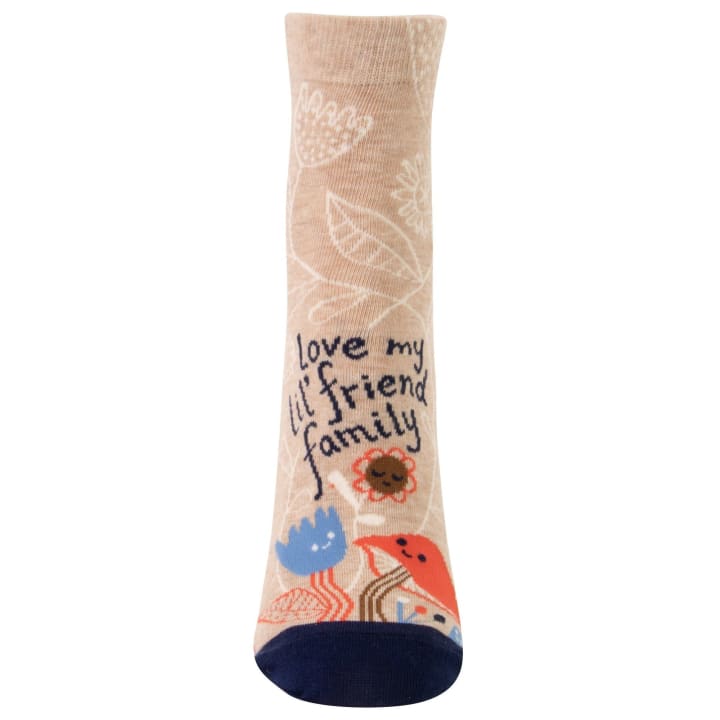 Love My Lil' Friend Family Women's Ankle Socks with Mushroom Flower Design | BlueQ at GetBullish