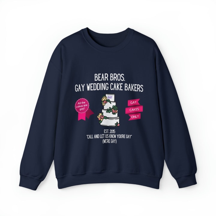 Bear Bros. Gay Wedding Cake Bakers Unisex Heavy Blend™ Crewneck Sweatshirt Sizes SM-5XL | Plus Size Available