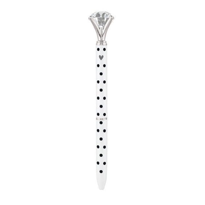 Black and White Dots Heart Gem Pen | Giftable Single Pen | Novelty Office Desk Supplies