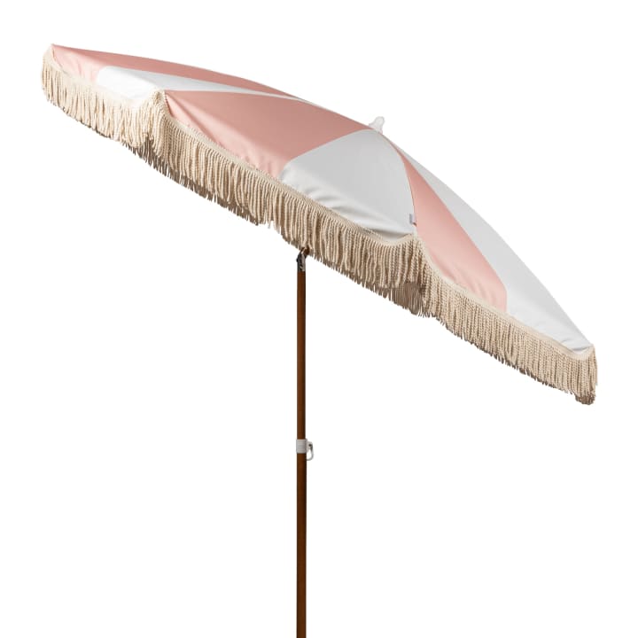 Summerland Beach Umbrella - Pink Salt Stripe