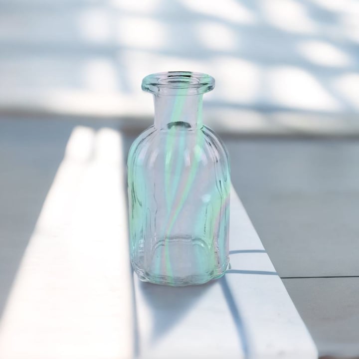 Blue Iridescent Glass Mini Bud Vase