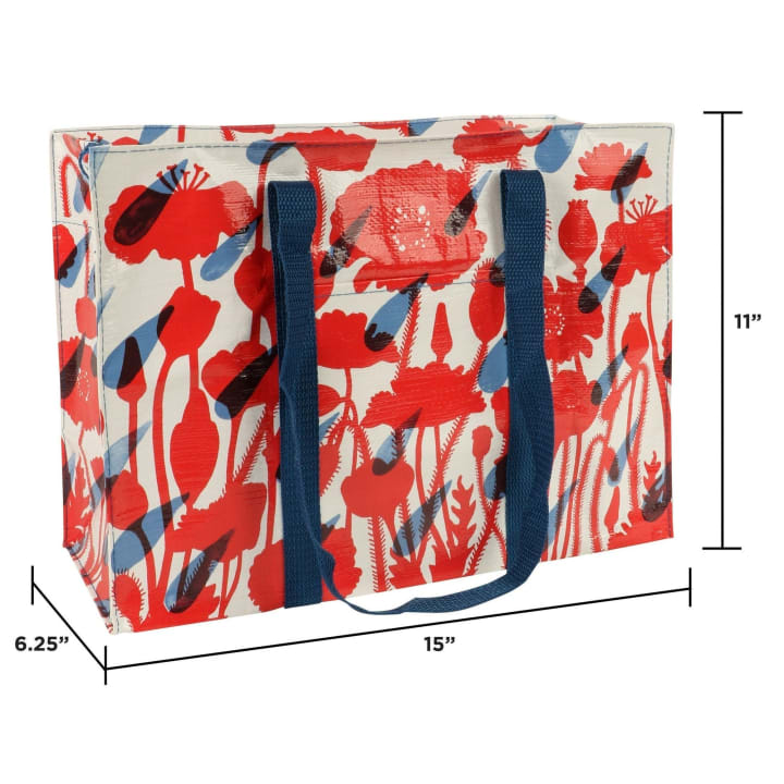 Flower Shower Shoulder Tote in Red and Blue | BlueQ at GetBullish