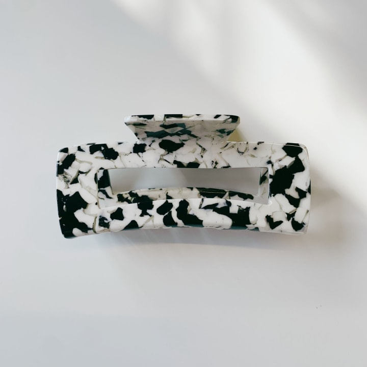 Velvet Claws Hair Clip | The Diana in Black and White Marble | Claw Clip in Velvet Travel Bag