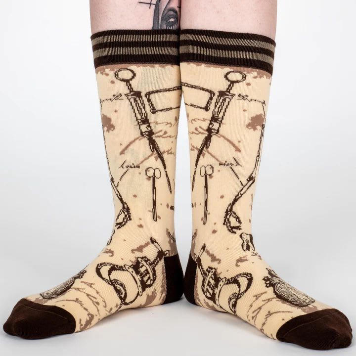 Antique Medical Crew Socks | Vintage Medical Tools Theme Design