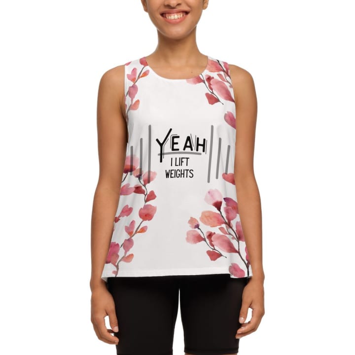 Yeah I Lift Weights Women’s Cross Back Sleeveless Tank Top | Floral