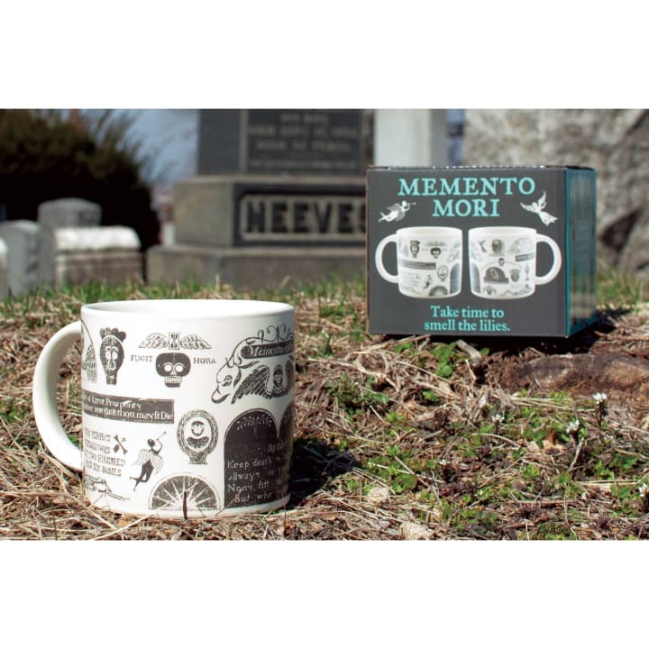 Memento Mori Coffee Mug | Remember Death Ceramic Coffee Tea Cup | 14oz