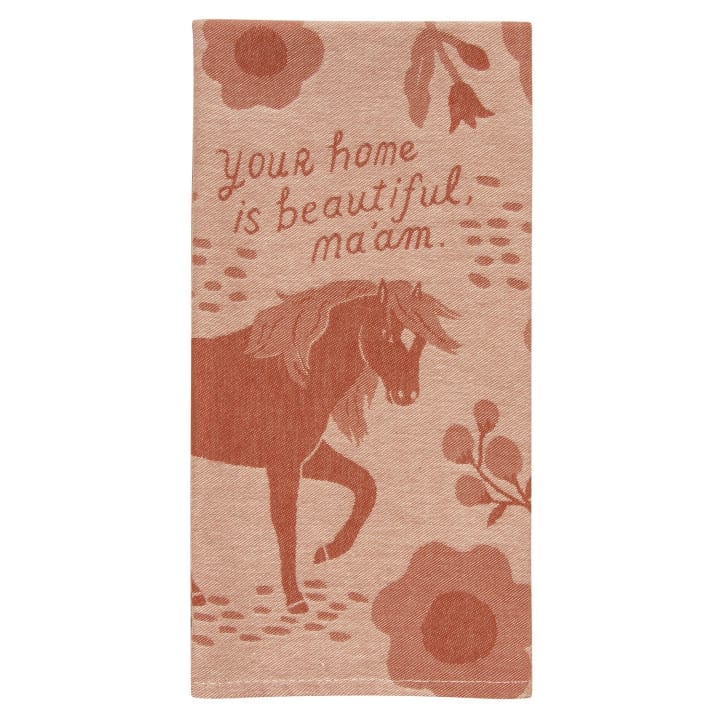 Your Home Is Beautiful Ma'am Woven Jacquard Kitchen Dish Cloth Tea Towel | Farmhouse Western Horse Theme | BlueQ at GetBullish