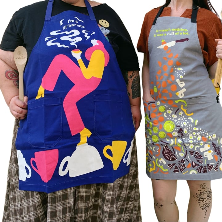 I'm A Lil' Barista Funny Cooking and Coffeemaking Apron Unisex 2 Pockets Adjustable Strap 100% Cotton | BlueQ at GetBullish