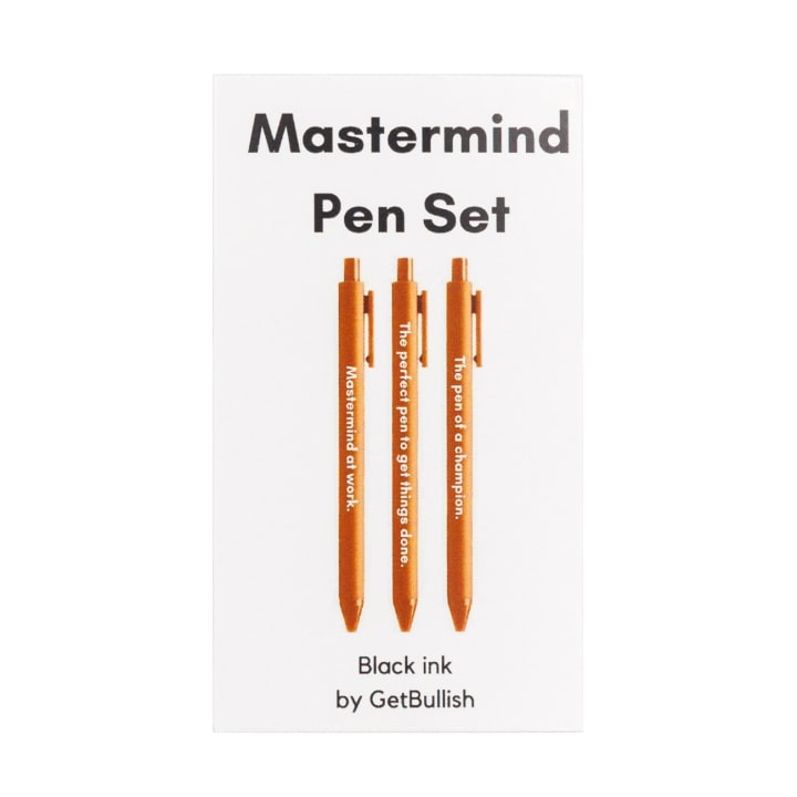 Mastermind Pen Set 🏆 | Gel Click Pen Gift Set | 3 Pens in Caramel