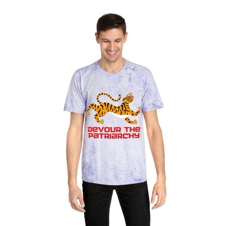 Devour the Patriarchy Feminist Tiger Unisex Color Blast T-Shirt