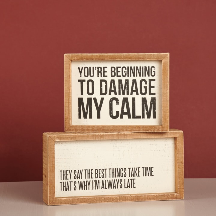 Damage My Calm Inset Box Sign | Wooden Rustic Decor  | 6" x 4.50"