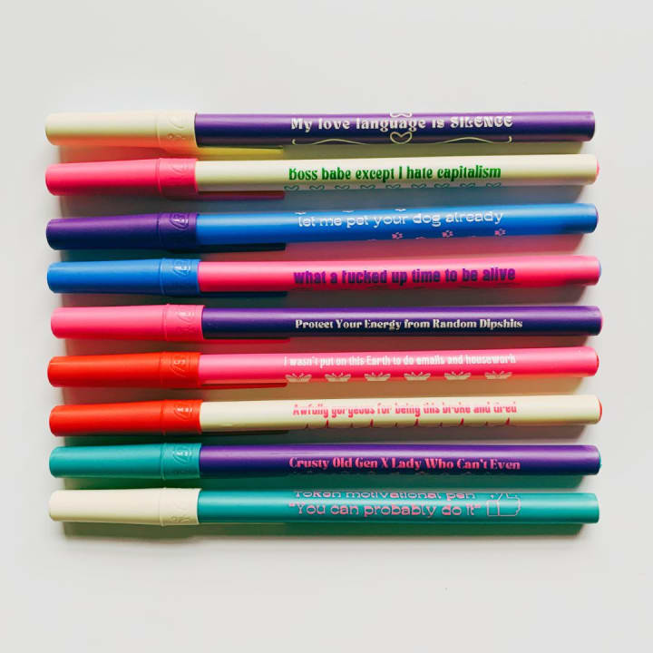 My Love Language Is Silence Ballpoint Pen in Violet | Gen Z Aesthetic Blue Ink