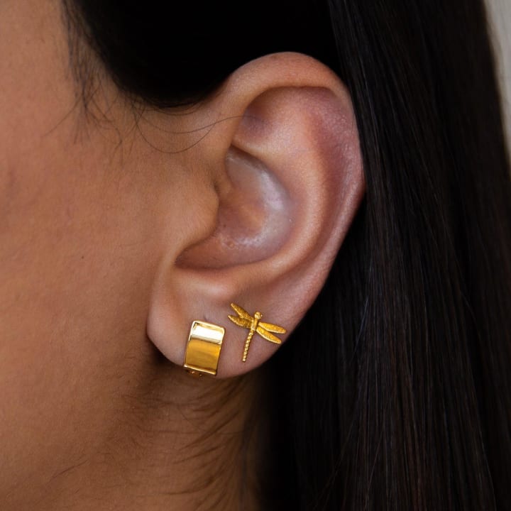 Golden Lock Rectangle Earrings