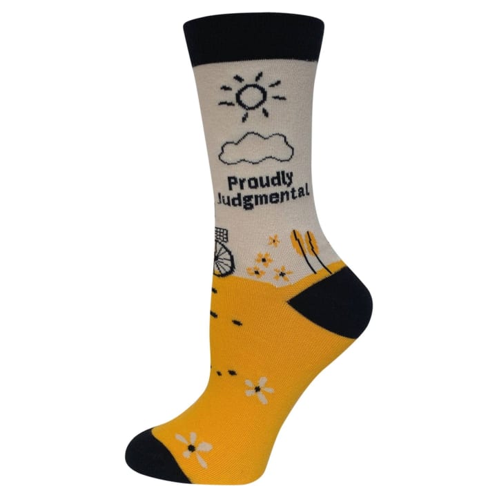 Proudly Judgmental Women's Crew Socks | Girl on a Bicycle