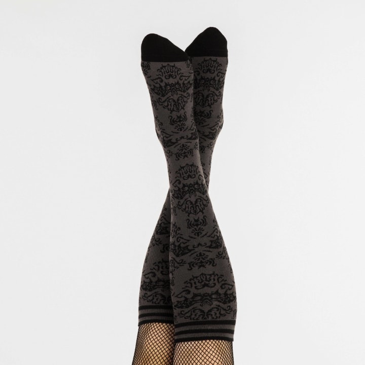 Bat Damask Knee High Socks | Spooky Halloween