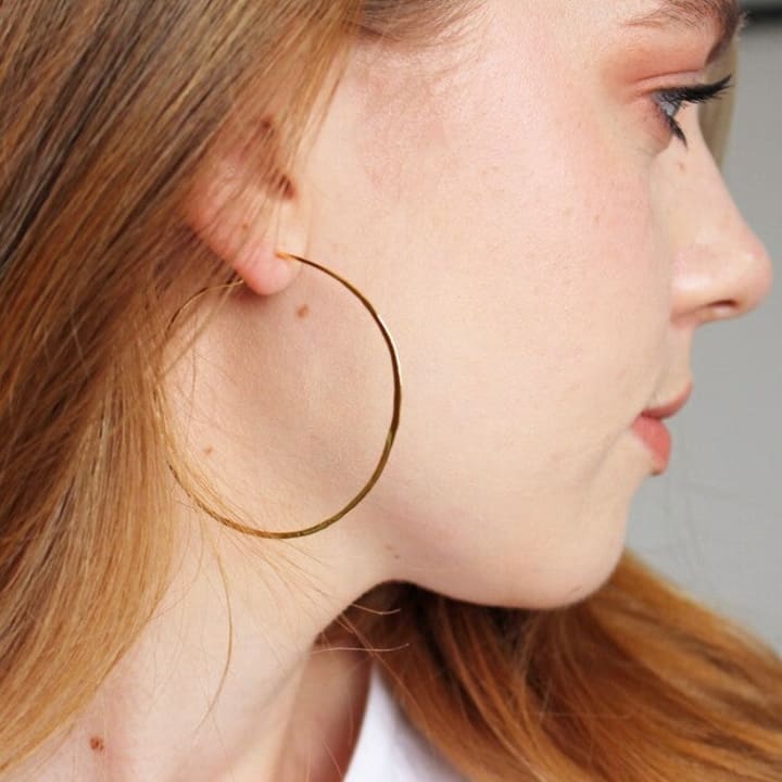 Large Thin Hoop Earrings in Gold Sterling Silver | Designed in the UK