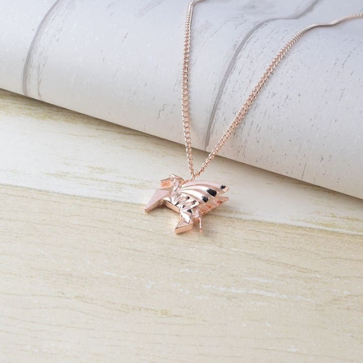 Pegasus Geometric Pendant Necklace in a Gift Box | Gold or Rose Gold)