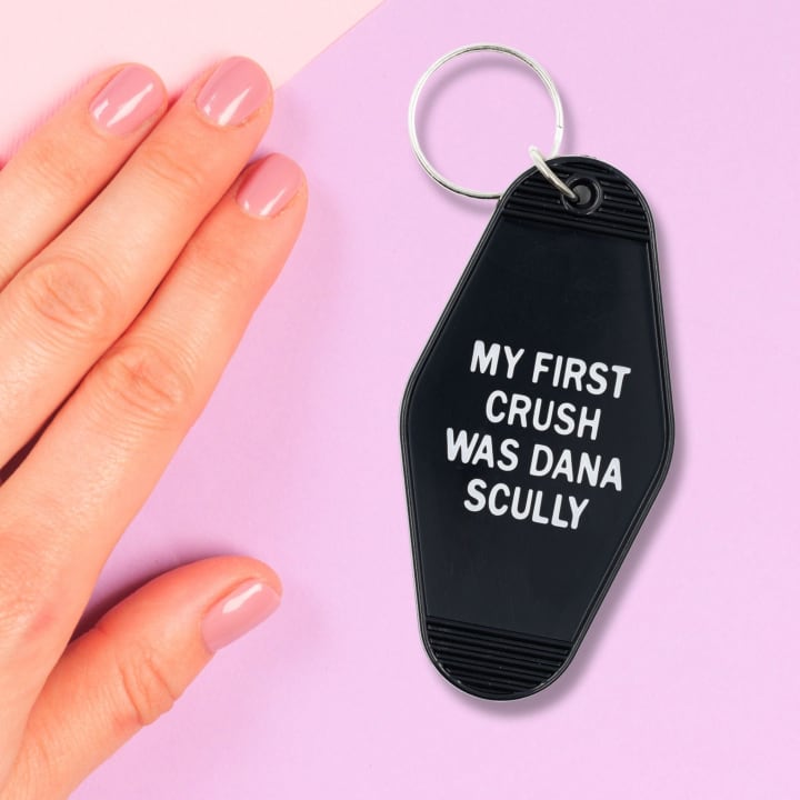 My First Crush Was Dana Scully Motel Style Keychain in Black