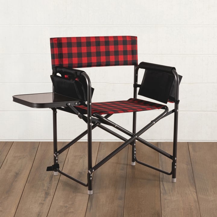 Outdoor Directors Folding Chair - Color: Red & Black Buffalo Plaid