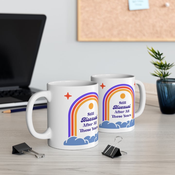 Still Bisexual After All These Years LGBTQ Pride Retro Rainbow Ceramic Mug 11oz