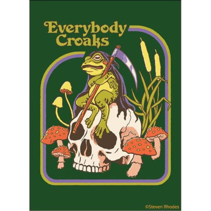 Everybody Croaks Rectangular Magnet | '80s Children's Book Style Satirical Art by Steven Rhodes