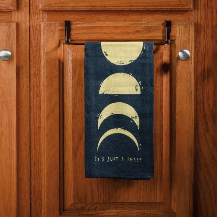 It's Just A Phase Moon Dish Cloth Towel | All-Over Block Print Design | 20" x 26"