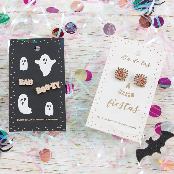 Bad and Boozy Party Earrings | Mismatched Earrings on Halloween Themed Card | Gift for Her