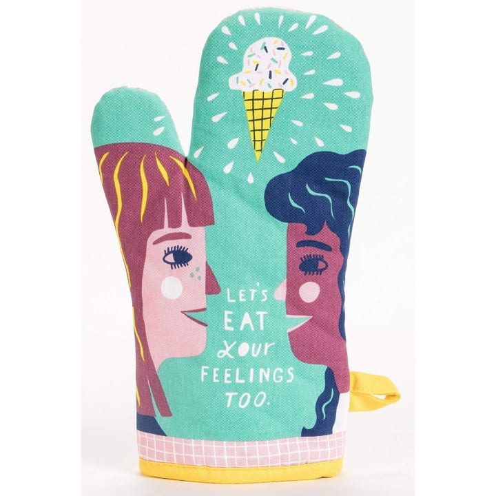 Let's Eat Your Feelings Too Oven Mitt | Couple and Ice Cream Motif | Kitchen Thermal Single Pot Holder | Gift for Her