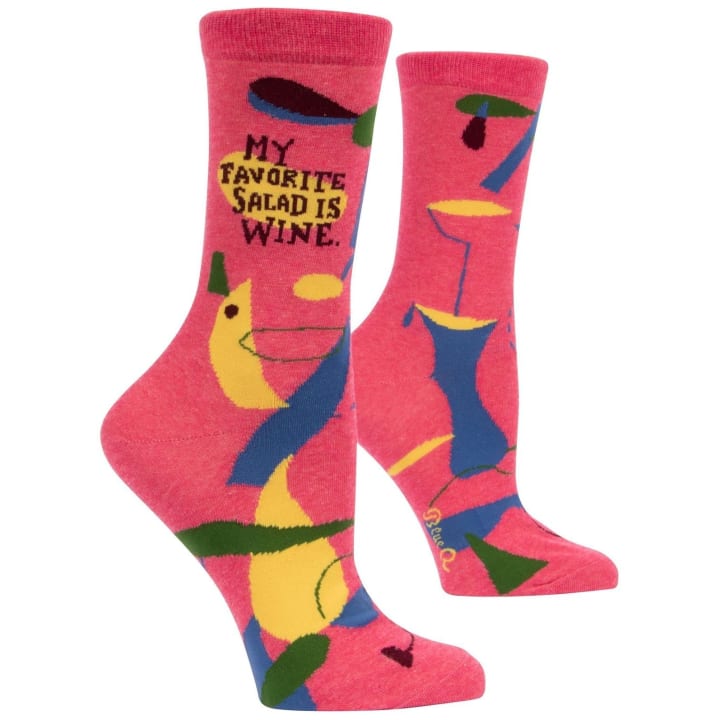 My Favorite Salad is Wine Women's Crew Socks | BlueQ at GetBullish