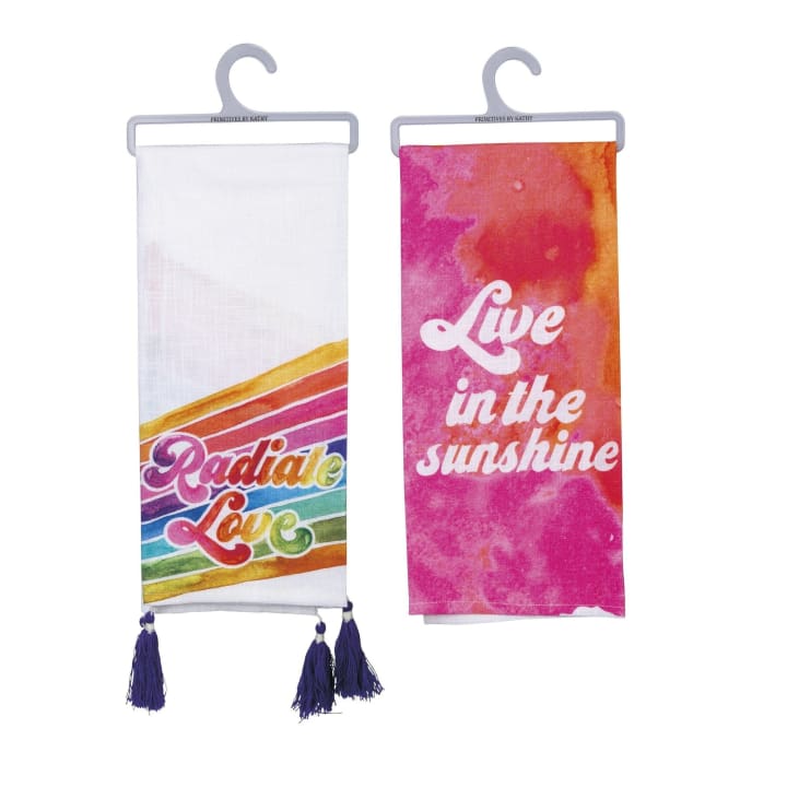 Feeling Groovy Retro Dish Towel Set of 2 in Vivid Colors