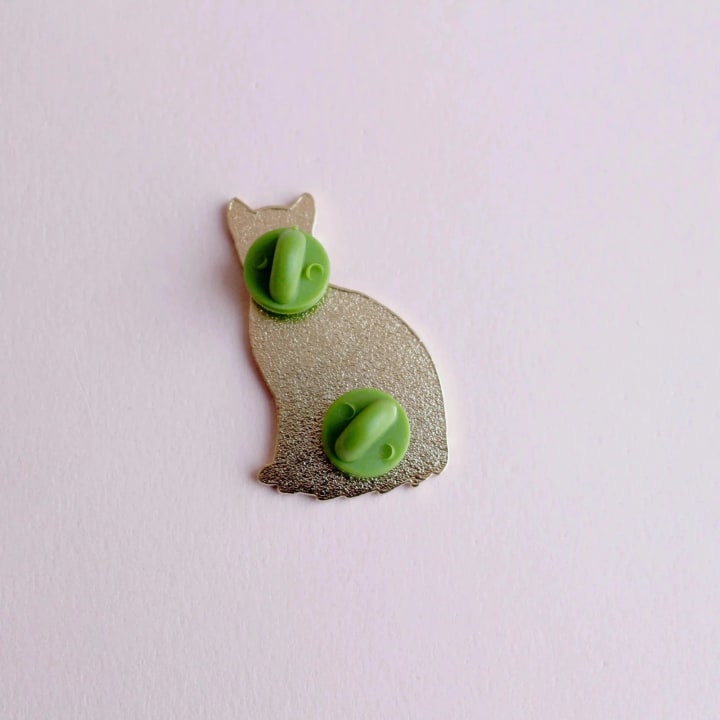 Fern White Cat Enamel Pin