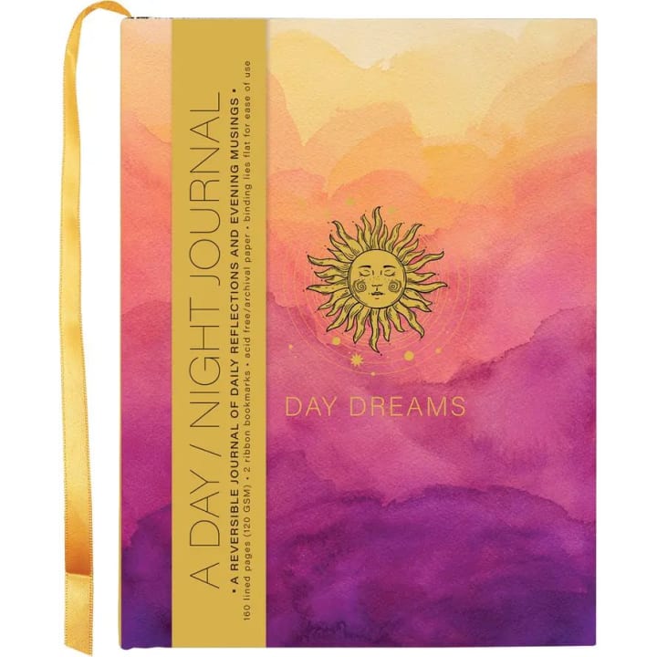 Day/Night Reversible Hard Cover Journal | Sun Moon | 6-1/4'' x 8-1/2''