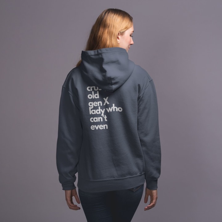 Crusty Old Gen X Lady Who Can't Even Unisex Heavy Blend™ Hooded Sweatshirt Sizes S-5XL