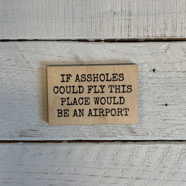 If Assholes Could Fly This Place Would Be An Airport Funny Wood Refrigerator Magnet | 2" x 3"