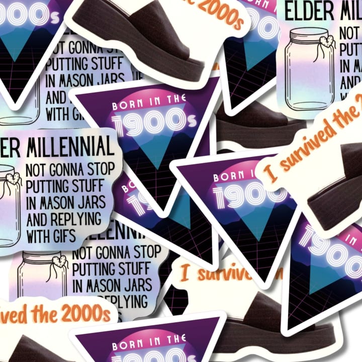 Elder Millennial Bundle Sticker | Laptop Phone Water Bottle Vinyl Decals | 3 Pack