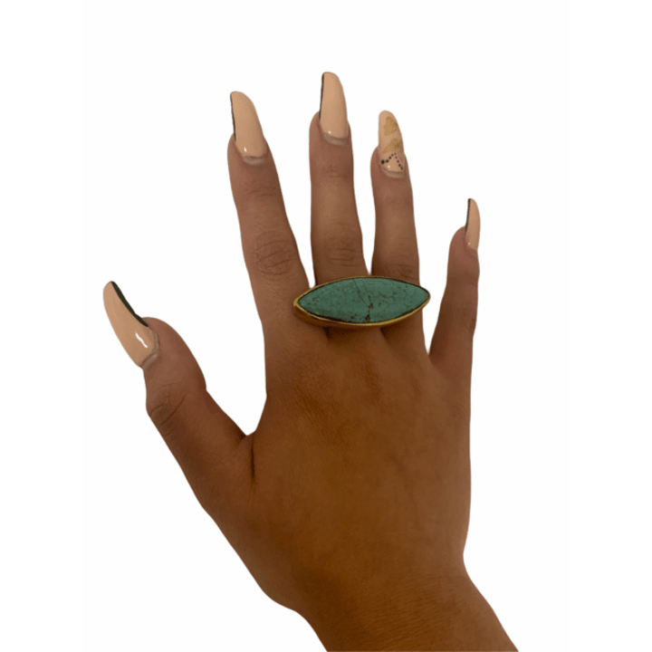 Turquoise Adjustable Fashion Ring Collection - Size: Oval Across Turq